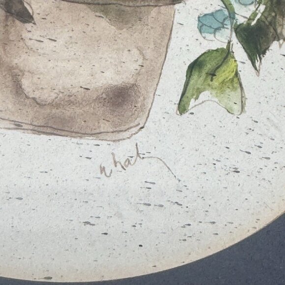 Jane Whaley Hand Painted Watercolor Flower Basket Greenery 8x10 Framed Matted - Picture 2 of 4